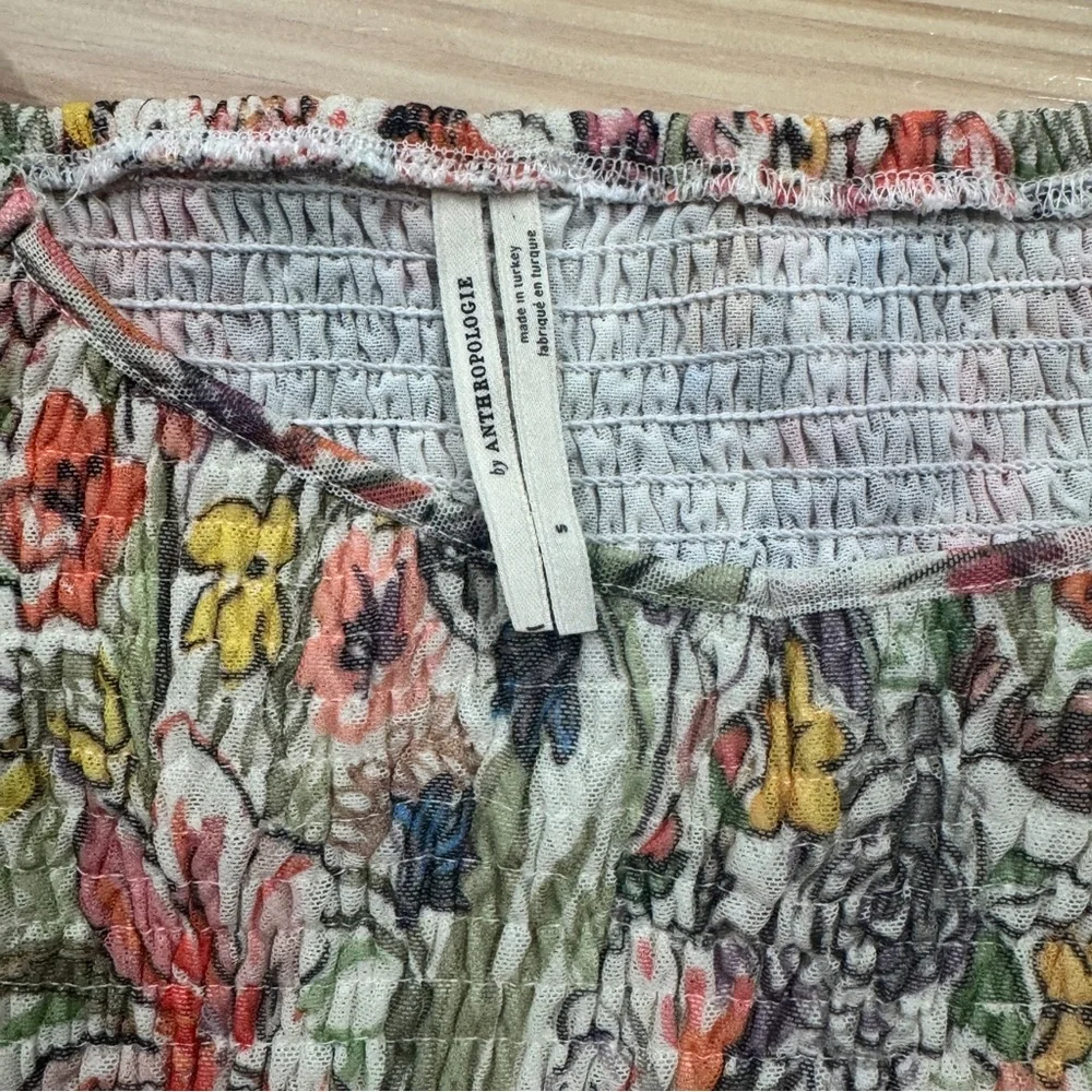 Anthropologie Floral Puff Sleeve Blouse SMALL